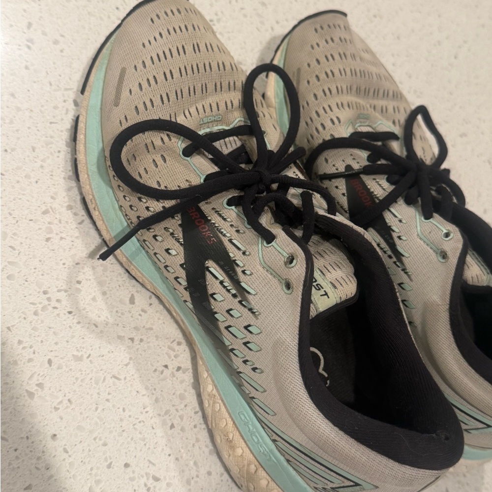 Brooks Ghost Running Shoes Womens 9.5 Gray Teal Athletic Sneakers - Picture 4 of 6